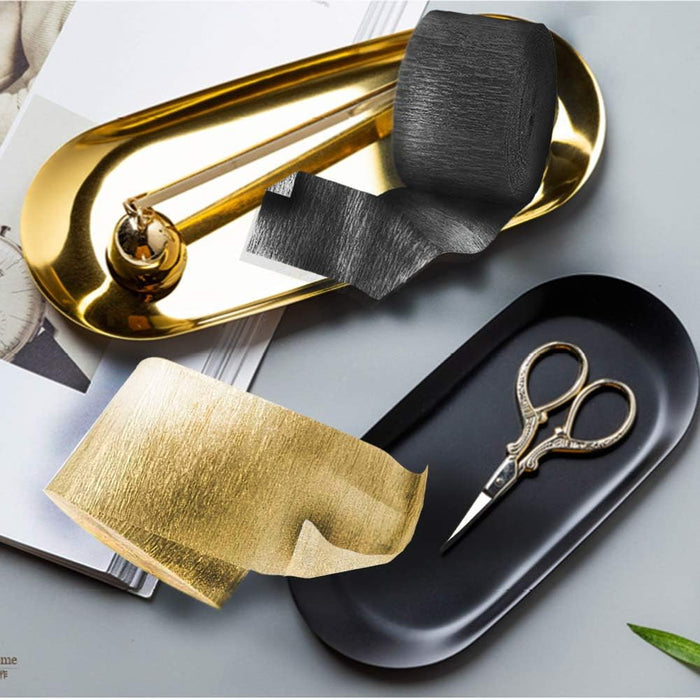 Serpentinas de papel crepé negro y dorado (2 rollos de cada color) - Quierox - Tienda Online