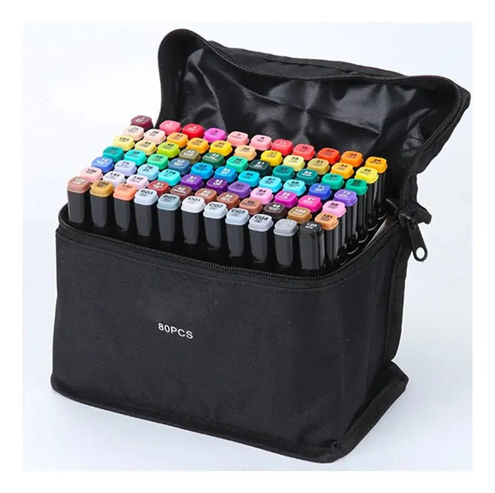 Set 80 Marcadores Doble Punta Con Estuche - Quierox - Tienda Online