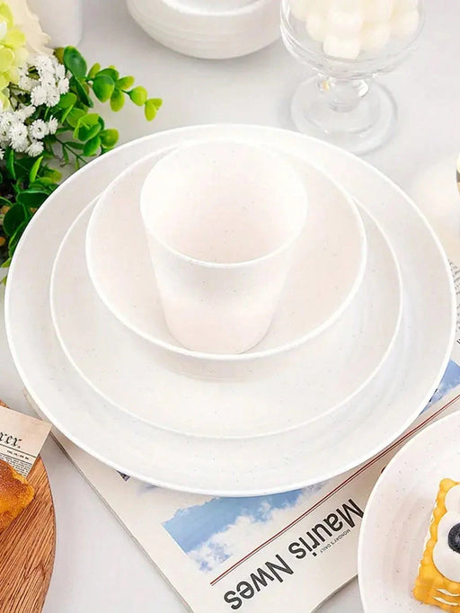 Set de 18pcs de vajilla de plástico blanco, reutilizables, adecuados para cocina - Quierox - Tienda Online