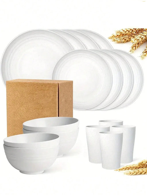 Set de 18pcs de vajilla de plástico blanco, reutilizables, adecuados para cocina - Quierox - Tienda Online