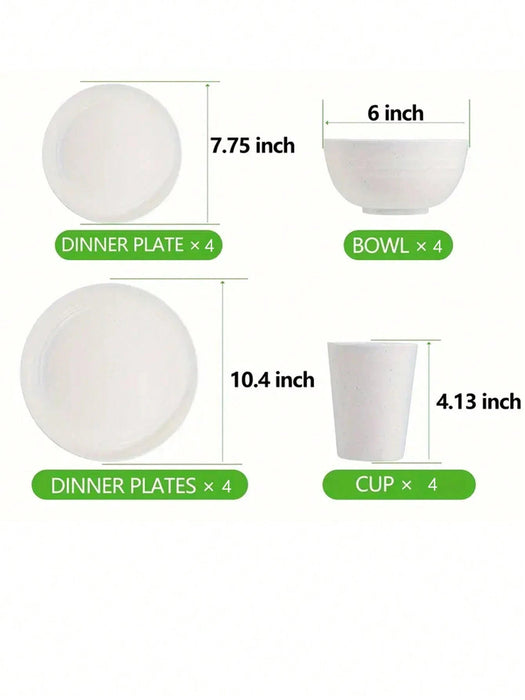 Set de 18pcs de vajilla de plástico blanco, reutilizables, adecuados para cocina - Quierox - Tienda Online