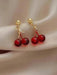 Set de 3 piezas de aretes y collar con diseño de cerezas, para mujeres - Quierox - Tienda Online