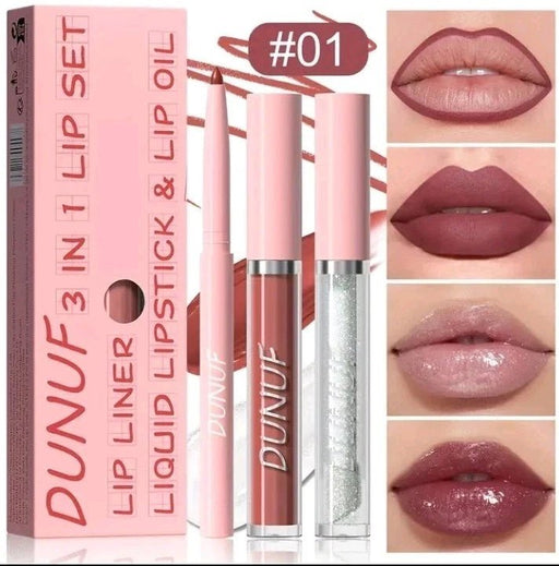 Set de 3 productos para labios (delineador de labios, labial líquido y aceite labial) - Quierox - Tienda Online