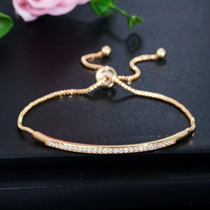 Set de 3 Pulseras para Dama elegantes y delicadas en Oro Rosa, Plateado y Dorado Ajustables - Quierox - Tienda Online