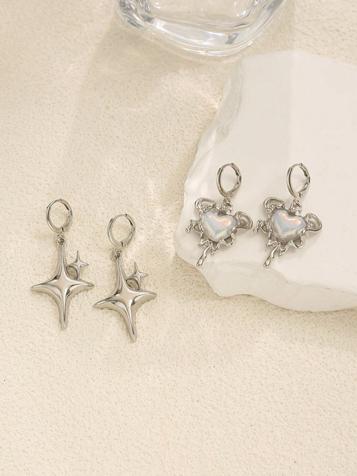 Set de 4 Aretes Colgantes de Corazón y Estrella para Mujeres - Quierox - Tienda Online