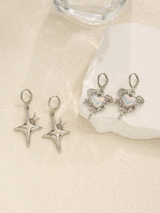 Set de 4 Aretes Colgantes de Corazón y Estrella para Mujeres - Quierox - Tienda Online