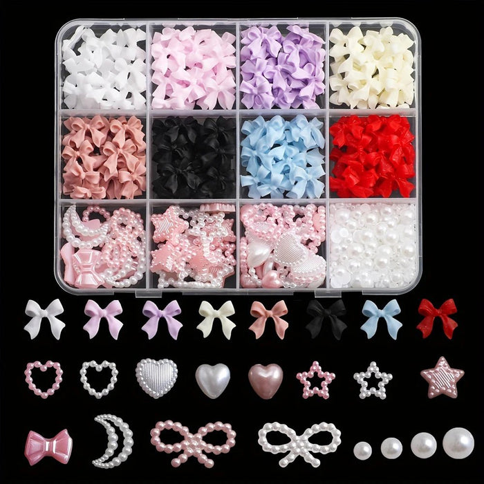 Set de 500pcs de decoraciones para uñas con lazos, Kit surtido de encantos para uñas en 3D - Quierox - Tienda Online