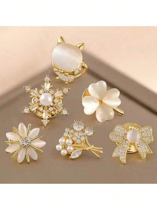 Set de 6 piezas de broches de cuello y puño para damas versátiles antideslizantes - Quierox - Tienda Online