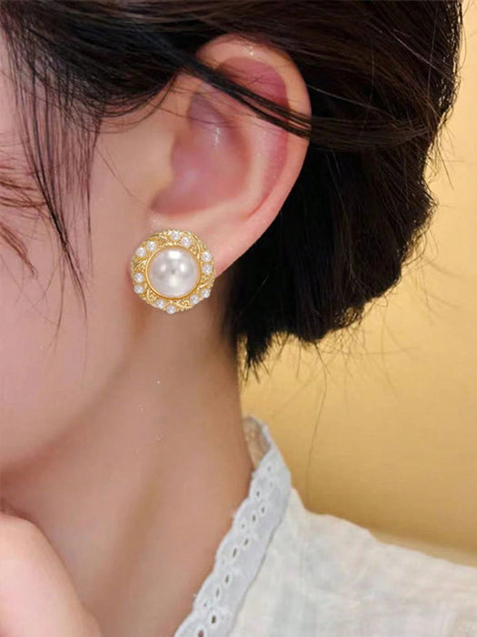 Set de 6pcs de aretes de perla con diseño de ojo de gato con superficie lisa - Quierox - Tienda Online