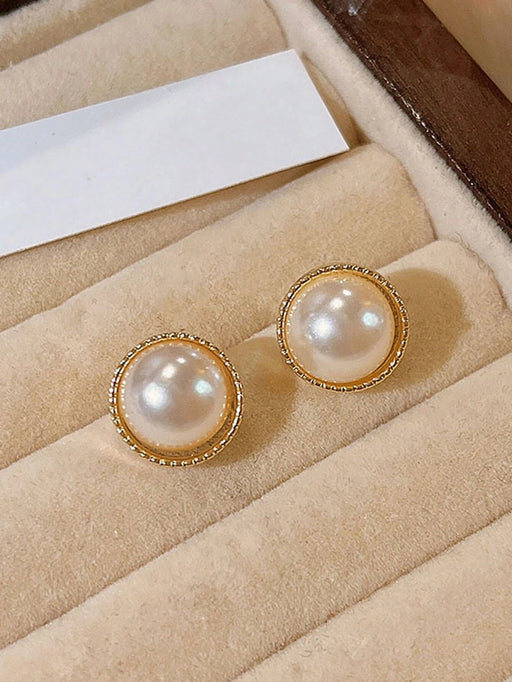 Set de 6pcs de aretes de perla con diseño de ojo de gato con superficie lisa - Quierox - Tienda Online