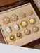 Set de 6pcs de aretes de perla con diseño de ojo de gato con superficie lisa - Quierox - Tienda Online