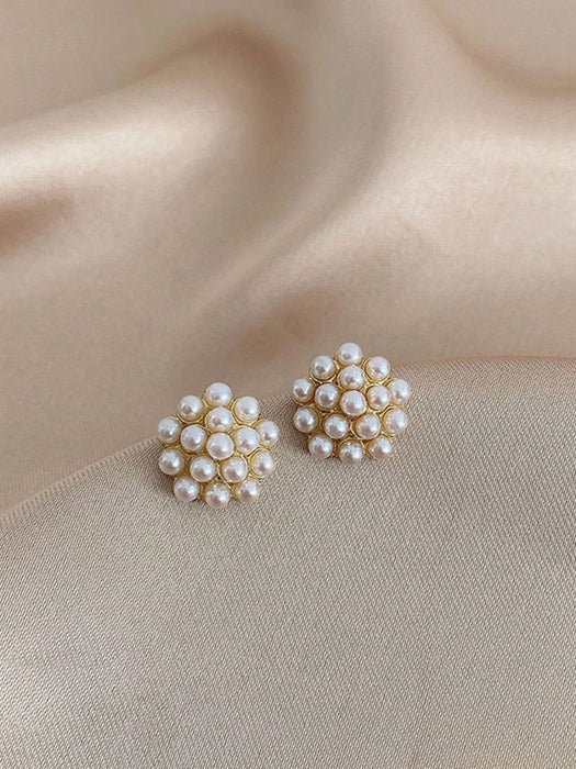 Set de 6pcs de aretes de perla con diseño de ojo de gato con superficie lisa - Quierox - Tienda Online