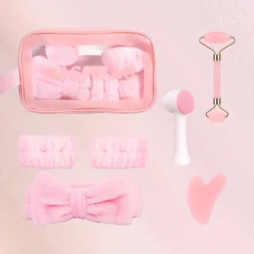 Set de 7 piezas rosa para la limpieza facial - Quierox - Tienda Online