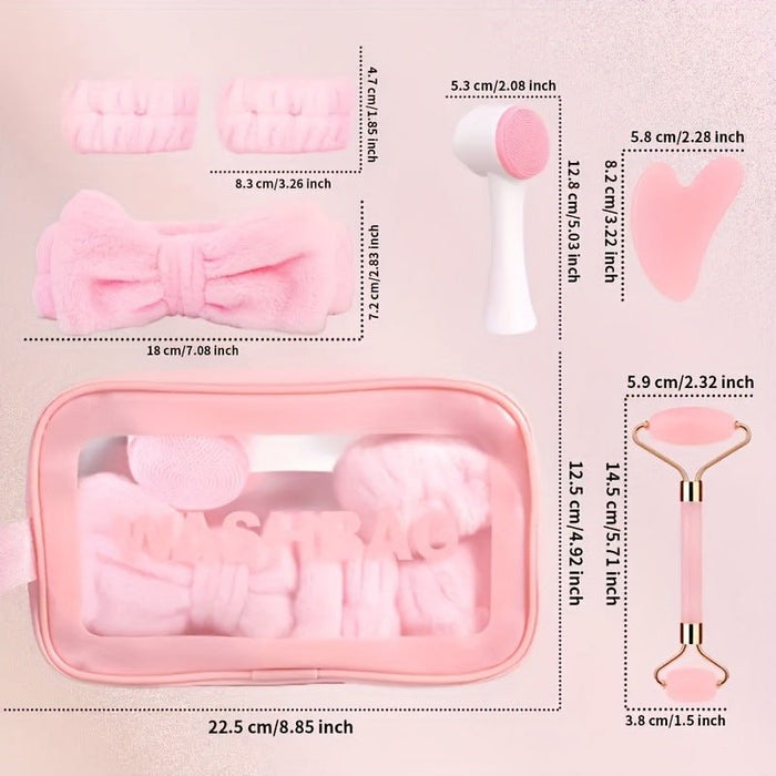 Set de 7 piezas rosa para la limpieza facial - Quierox - Tienda Online
