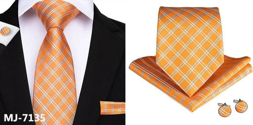 Set de corbata de hombre de Color naranja de 8,5 CM para traje de boda o de negocios - Quierox - Tienda Online