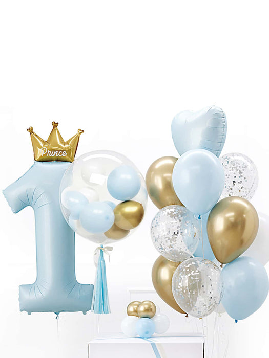 Set de corona y pompones para cumpleaños de 1 año, globos de aluminio con forma de corona - Quierox - Tienda Online