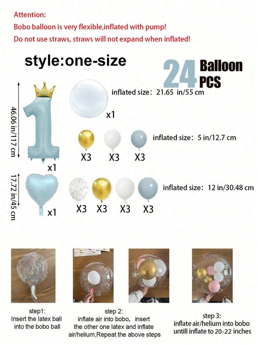 Set de corona y pompones para cumpleaños de 1 año, globos de aluminio con forma de corona - Quierox - Tienda Online