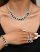 Set de joyas de moda de 3pcs collar, pendientes y pulsera de piedras preciosas negras - Quierox - Tienda Online