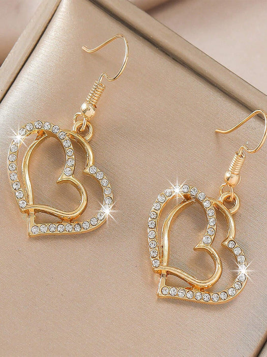 Set de joyería de 2 piezas con colgante y pendientes con forma de corazón hueco - Quierox - Tienda Online