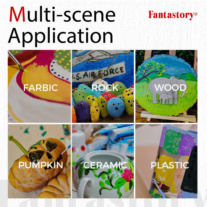 Set de pinturas acrílicas Fantastory de 12 ml y 24 colores con 3 pinceles - Quierox - Tienda Online