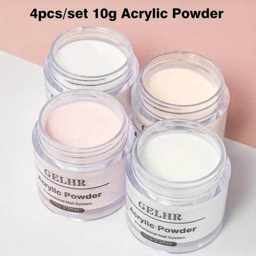 Set de Polvo para Uñas Acrílicas GELHR - 4 Colores (Transparente, Rosa, Blanco, Nude) - Quierox - Tienda Online