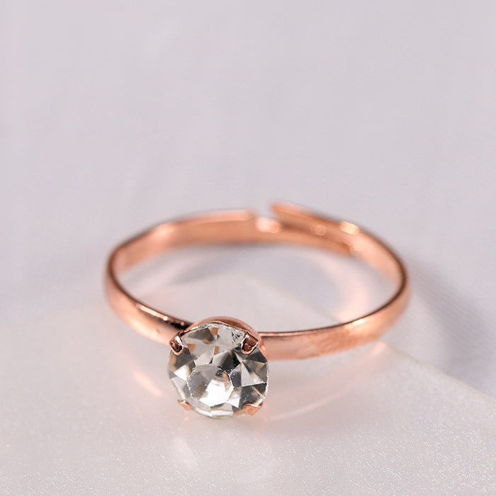 1pcs Anillo redondo ajustable con piedra de imitación