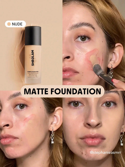 SHEGLAM Complexion Pro Base de maquillaje mate transpirable de larga duración para mujer - Quierox - Tienda Online