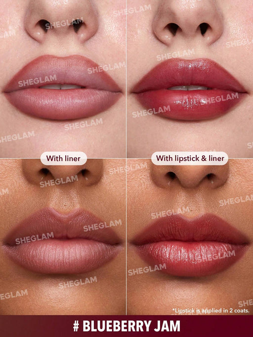 SHEGLAM Glam 101 Labial y Delineador Transparente con Color - Blueberry Jam - Quierox - Tienda Online