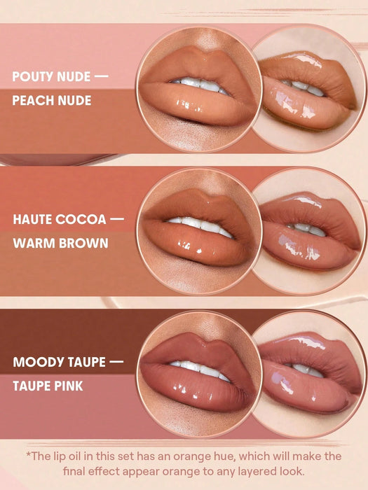 SHEGLAM Haute Cocoa Lip Set 3-In-1 Maquillaje de labios Brillo labial voluminizador - Quierox - Tienda Online