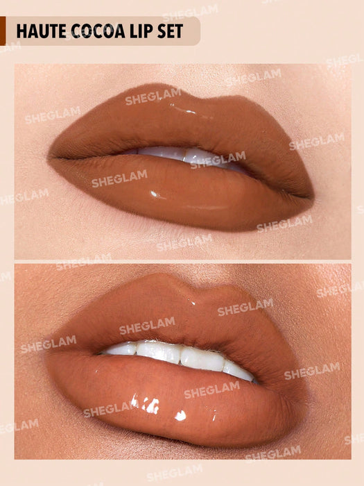SHEGLAM Haute Cocoa Lip Set 3-In-1 Maquillaje de labios Brillo labial voluminizador - Quierox - Tienda Online