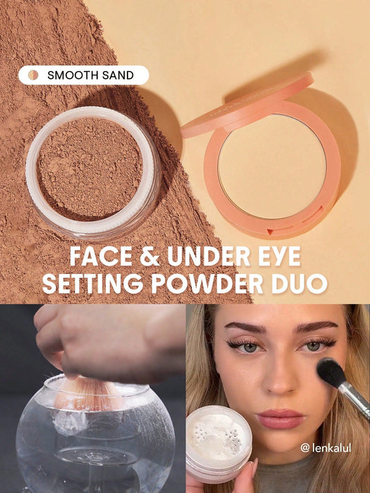 SHEGLAM Insta - Ready Face & Under Eye Setting Powder Duo - Smooth Sand 2 en 1 - Quierox - Tienda Online