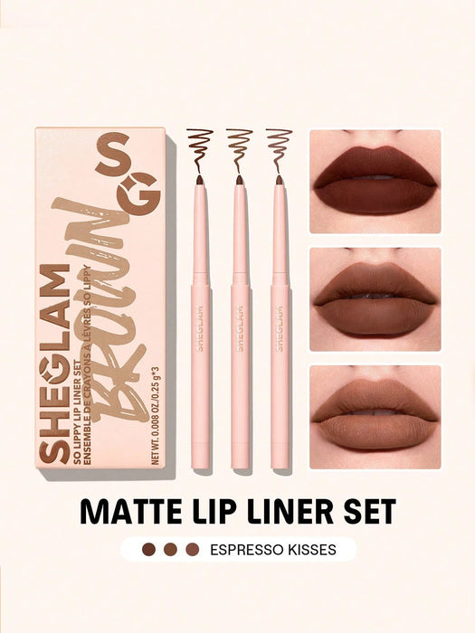 SHEGLAM Juego de 3 delineadores de labios So Lippy-Espresso Kisses - Quierox - Tienda Online