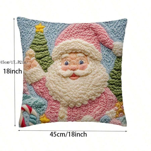 SHEIN 1 almohada decorativa rosa con estampado digital de Papá Noel - Quierox - Tienda Online