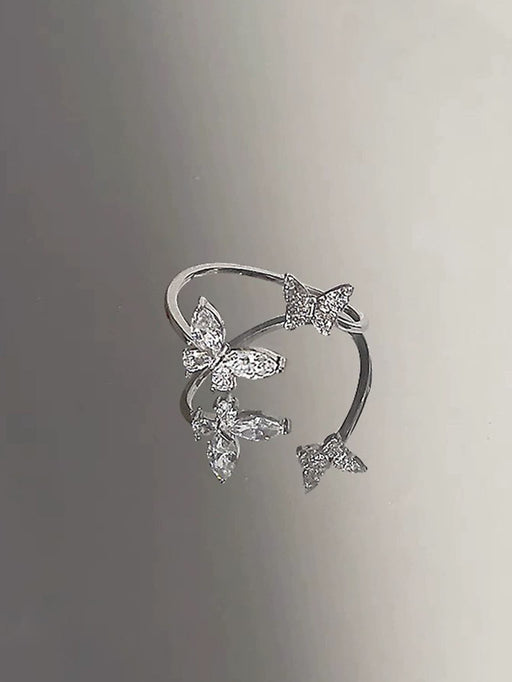 Shein 1 Anillo Abierto Ajustable Con Forma De Mariposa Y Diseño Único Con Circonia Para Mujeres - Quierox - Tienda Online
