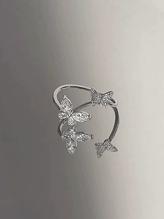 Shein 1 Anillo Abierto Ajustable Con Forma De Mariposa Y Diseño Único Con Circonia Para Mujeres - Quierox - Tienda Online