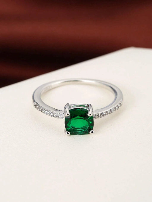 Shein 1 anillo de decoración de circonita cúbica minimalista color verde - Quierox - Tienda Online