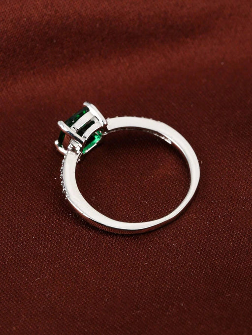 Shein 1 anillo de decoración de circonita cúbica minimalista color verde - Quierox - Tienda Online