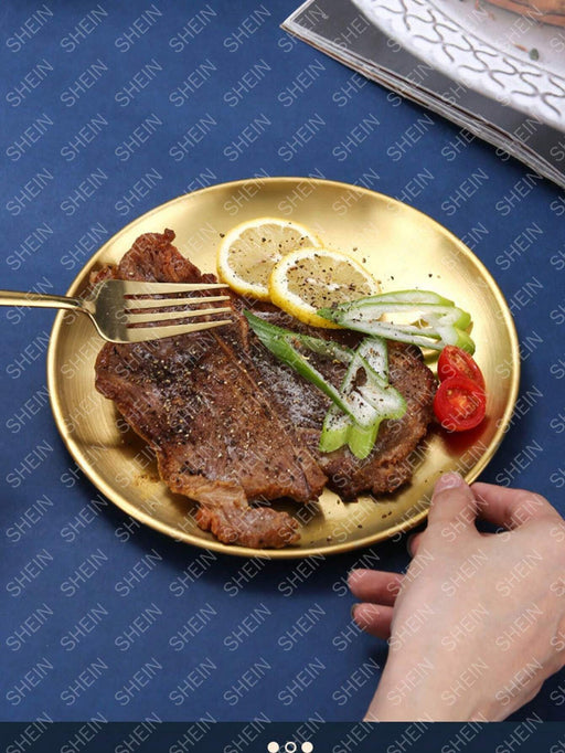 Shein 1 bandeja dorada de acero inoxidable para postres y café, bandeja para cosméticos - Quierox - Tienda Online