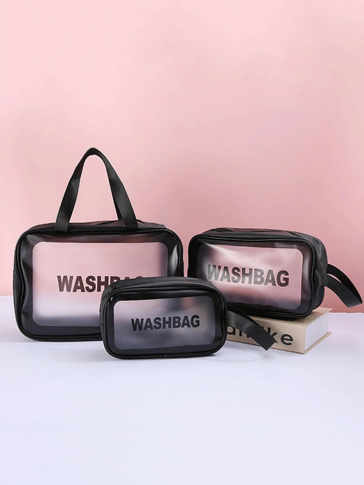 SHEIN 1 bolsa de almacenamiento de viaje de PVC portátil con estampado gráfico de letras - Quierox - Tienda Online