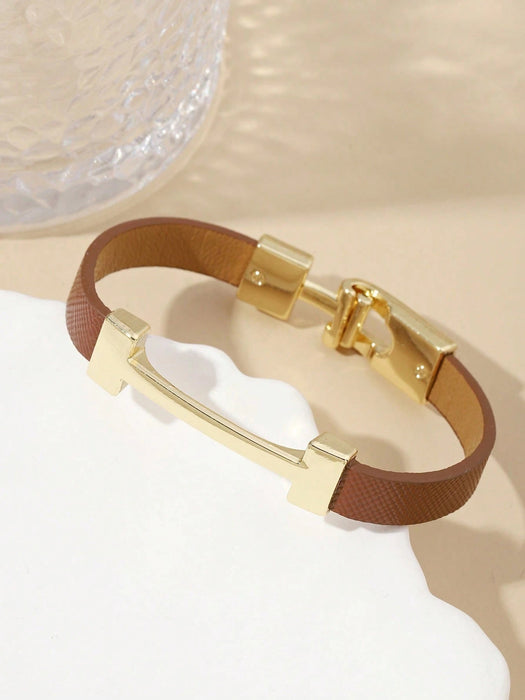 SHEIN 1 brazalete de cuero a la moda, elegante para mujer - Quierox - Tienda Online