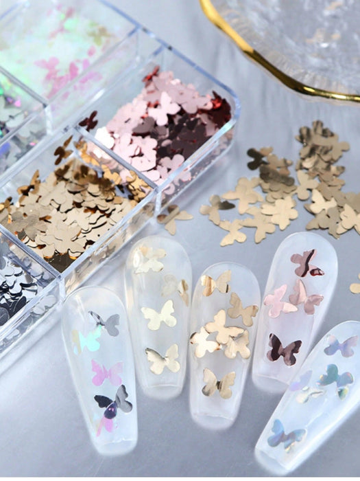 SHEIN 1 caja de lentejuelas de mariposa para decoración de uñas, gemas para uñas - Quierox - Tienda Online