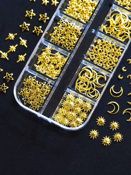 Shein 1 caja de remaches de estrella, luna, corazón, triángulo, cuadrado, para decoración de uñas de manos y pies - Quierox - Tienda Online