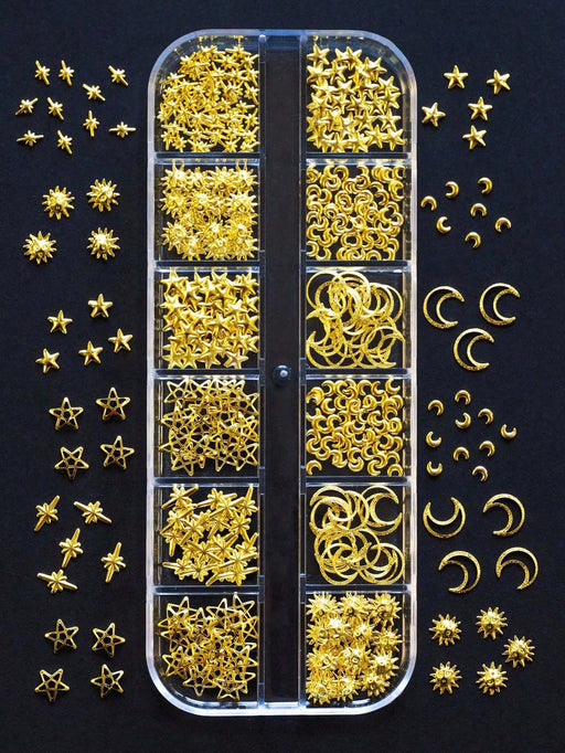 Shein 1 caja de remaches de estrella, luna, corazón, triángulo, cuadrado, para decoración de uñas de manos y pies - Quierox - Tienda Online