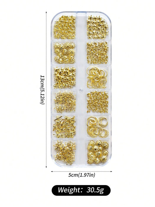 Shein 1 caja de remaches de estrella, luna, corazón, triángulo, cuadrado, para decoración de uñas de manos y pies - Quierox - Tienda Online
