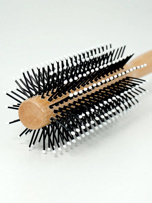 Shein 1 Cepillo de pelo redondo para peinado, secador de pelo y rodillo rizado con mango de madera natural - Quierox - Tienda Online