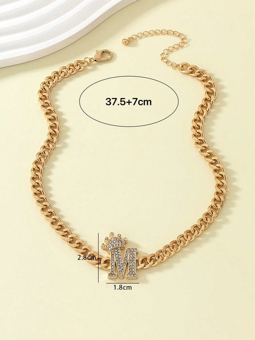 Shein 1 colgante de corona con letras y diamantes de imitación de zinc estilo hip hop para mujer y hombre - Quierox - Tienda Online