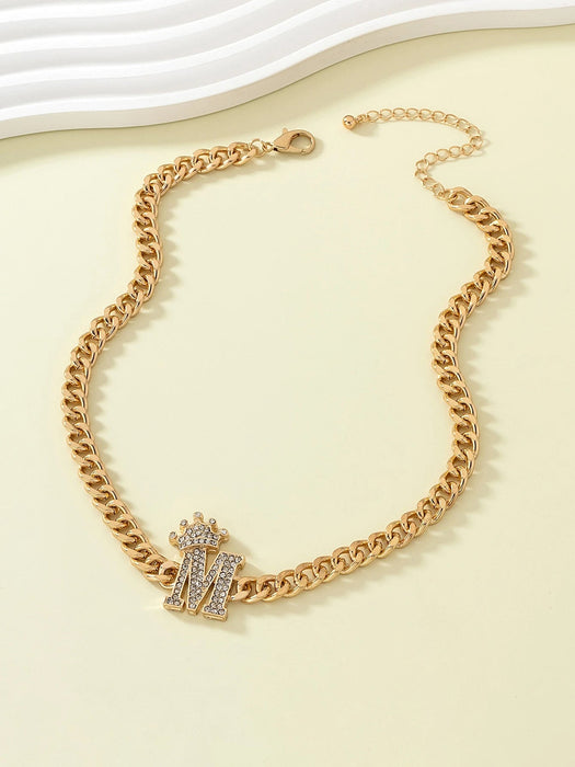 Shein 1 colgante de corona con letras y diamantes de imitación de zinc estilo hip hop para mujer y hombre - Quierox - Tienda Online