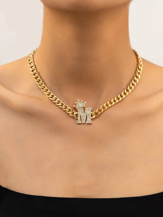 Shein 1 colgante de corona con letras y diamantes de imitación de zinc estilo hip hop para mujer y hombre - Quierox - Tienda Online