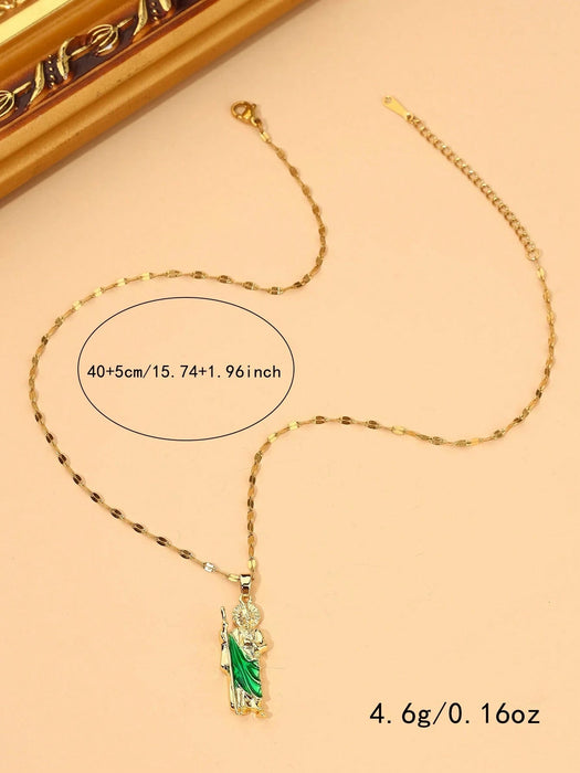 Shein 1 colgante de la Virgen María de cobre con cadena de acero, regalo de joyería - Quierox - Tienda Online