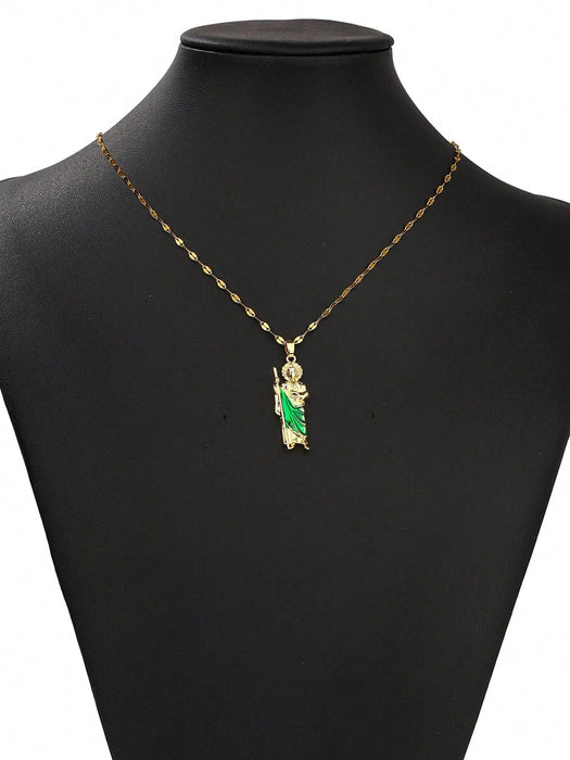 Shein 1 colgante de la Virgen María de cobre con cadena de acero, regalo de joyería - Quierox - Tienda Online